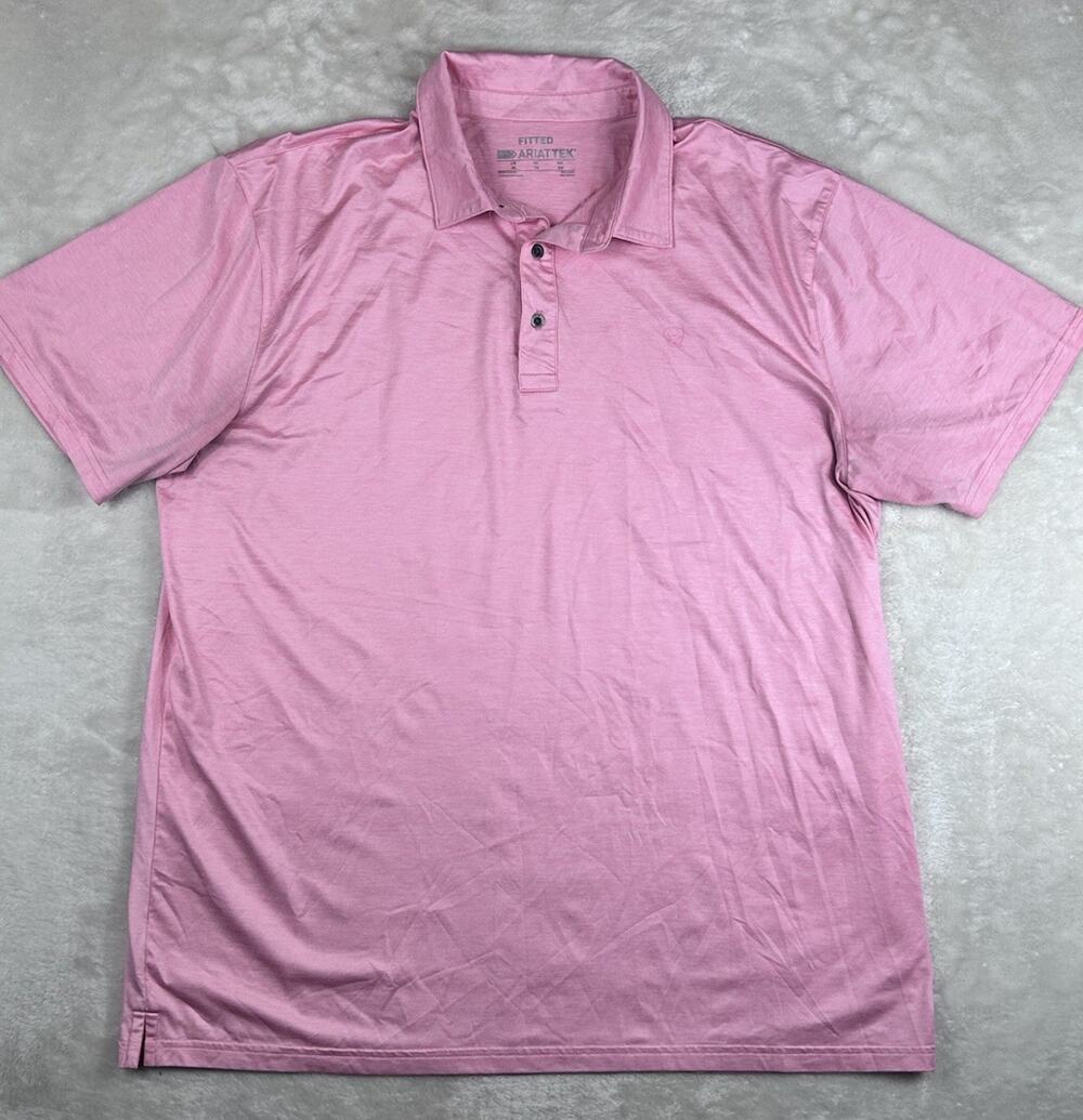 Ariat TEK Polo Shirt Men’s Sz XL Pink Performance Golf Outdoor Vented Outdoors
